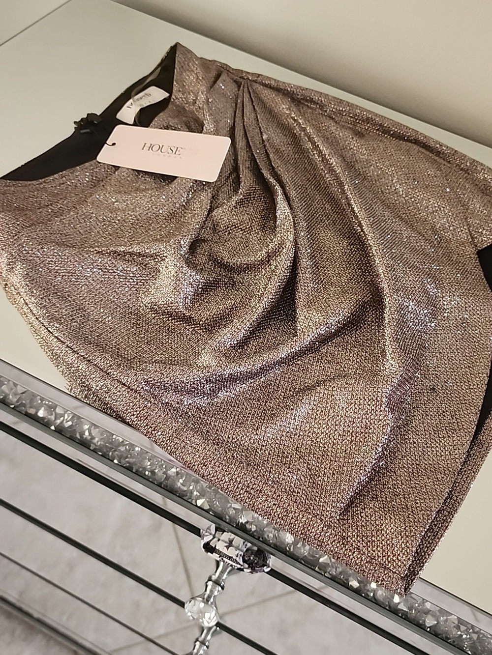 House of CB Shaker bronze mini skirt BNWT XS - Picture 6 of 12